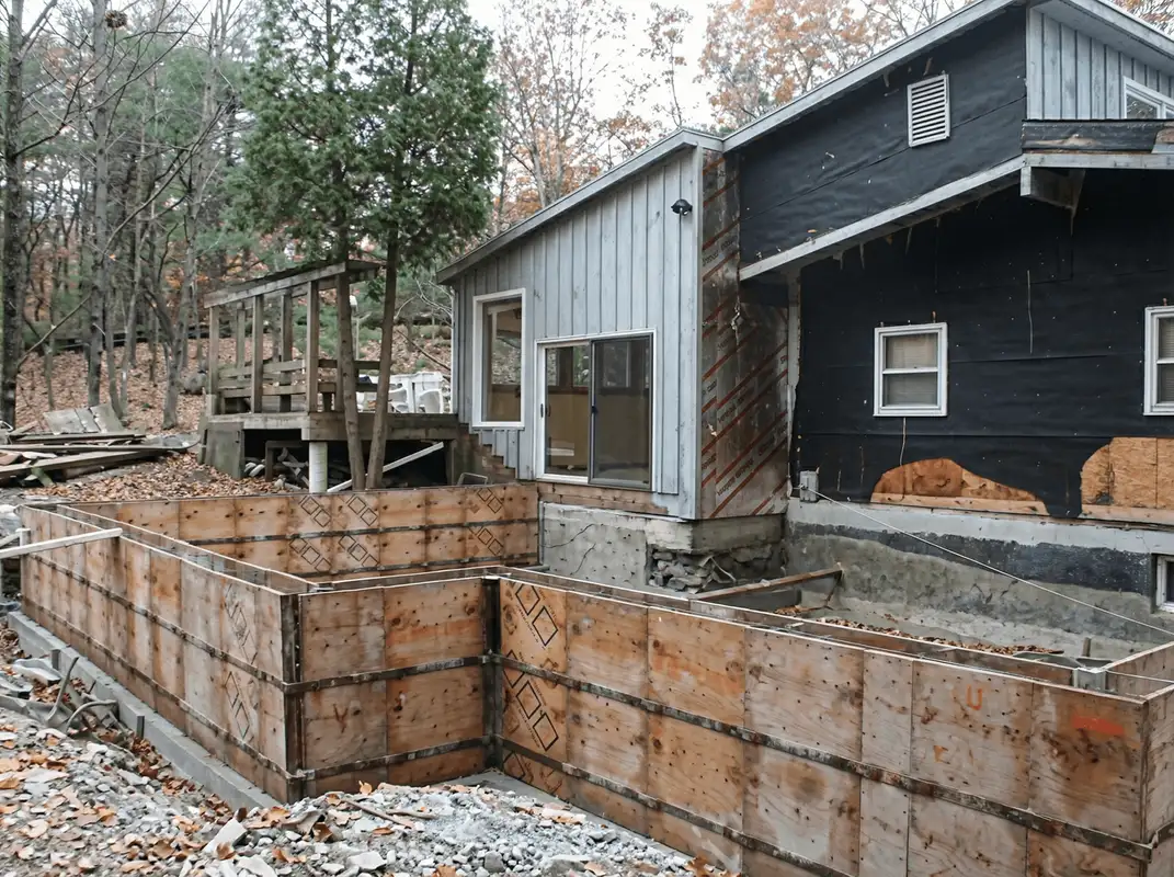 Prepared site with foundation forms for home remodeling and addition project in Chandler, AZ